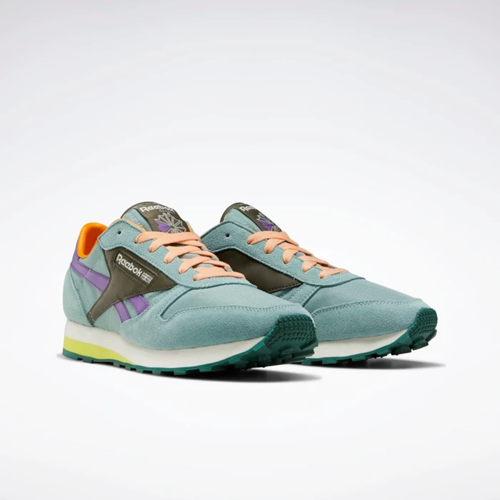 Classics Reebok Classic Leather AZ Damske Green/Green/Purple | OLNMVG962