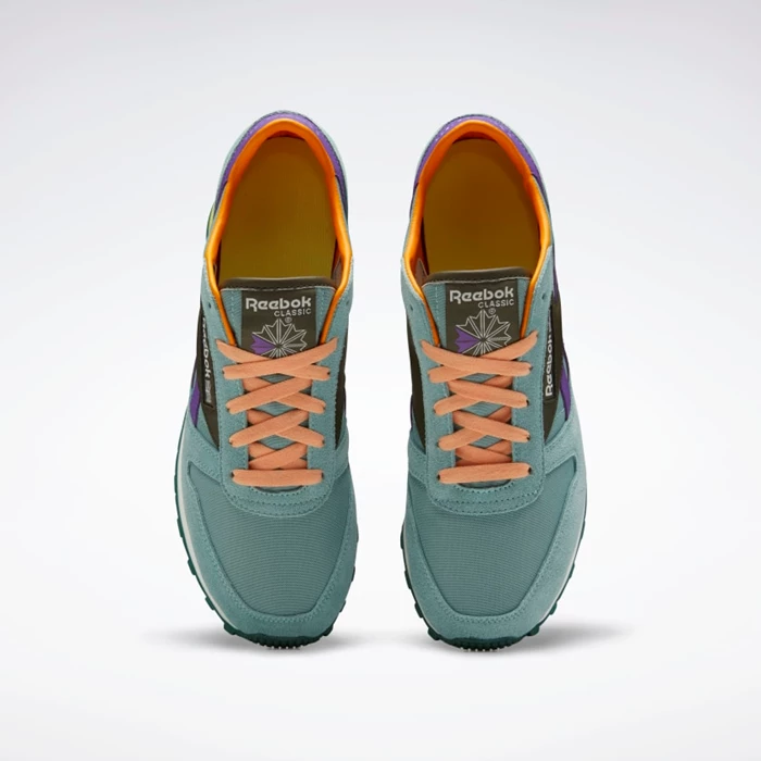 Classics Reebok Classic Leather AZ Damske Green/Green/Purple | OLNMVG962