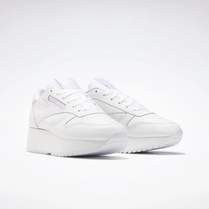 Classics Reebok Classic Leather Double Damske White/White | QACJPG078