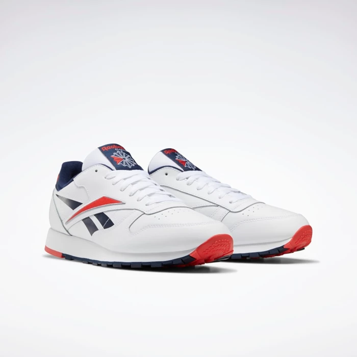 Classics Reebok Classic Leather Panske White/Red/Navy | ZOJQFG347