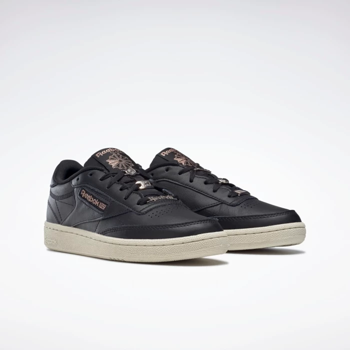 Classics Reebok Club C 85 Damske Black/Rose Gold/White | TCNYLZ546