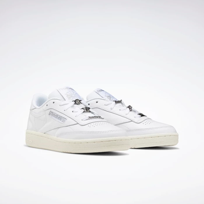 Classics Reebok Club C 85 Damske White/Silver Metal/Grey | BUCALQ405