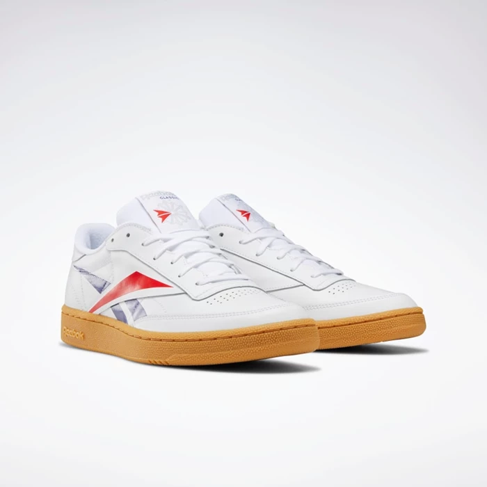 Classics Reebok Club C 85 Panske White/Deep Red/Blue | YGKOJF938