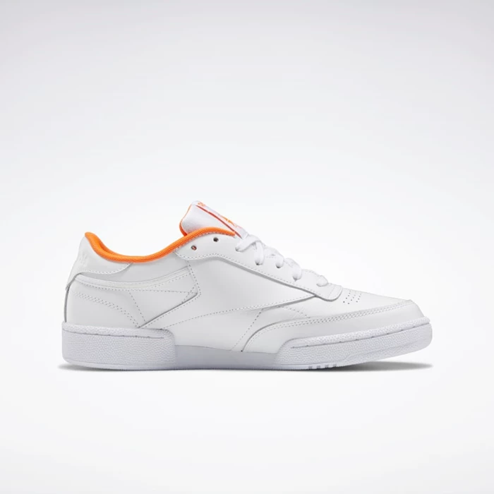 Classics Reebok Club C 85 Panske White/White/Orange | TVSAEP378