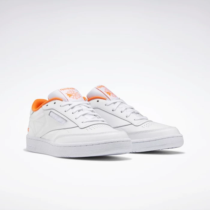 Classics Reebok Club C 85 Panske White/White/Orange | TVSAEP378