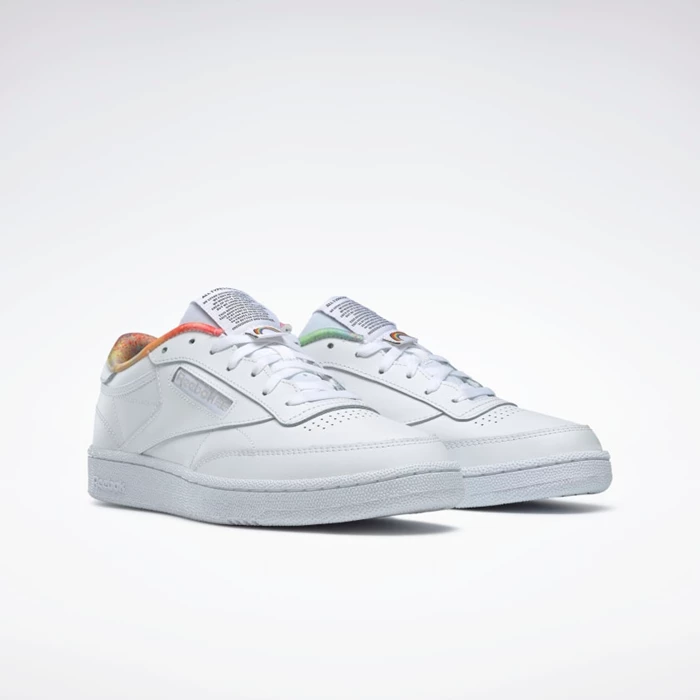 Classics Reebok Club C 85 Pride Damske White/White/Multicolor | EUYKWZ350