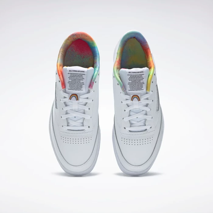 Classics Reebok Club C 85 Pride Damske White/White/Multicolor | EUYKWZ350