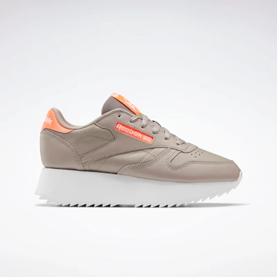 Classics Reebok Classic Leather Double Damske Grey/Orange/White | TPJLRF702